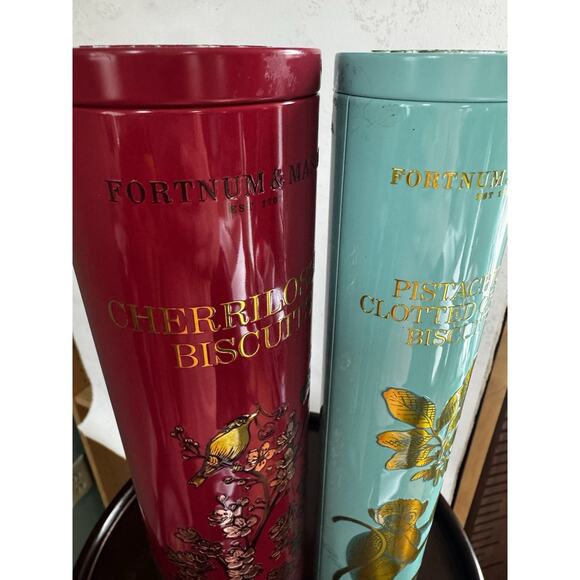 FORTNUM & MASON set of 2 Pistachio Clotted Cream, Cherrilossus Tins Collectible - Picture 3 of 9